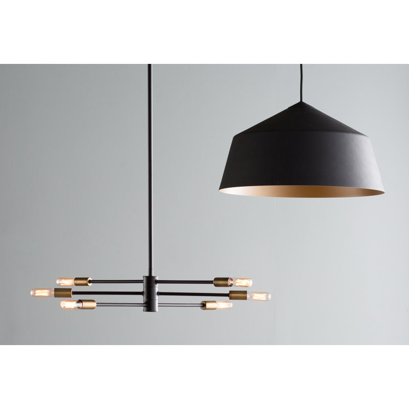 Jordy 6 - Light Sputnik Modern Linear Chandelier in Bronze, Bronze