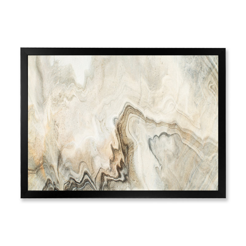 «Vagues liquides dans les tons de crème V», reproduction encadrée sur toile, Cadre noir, H 8 po x l 12 po x P 1 po