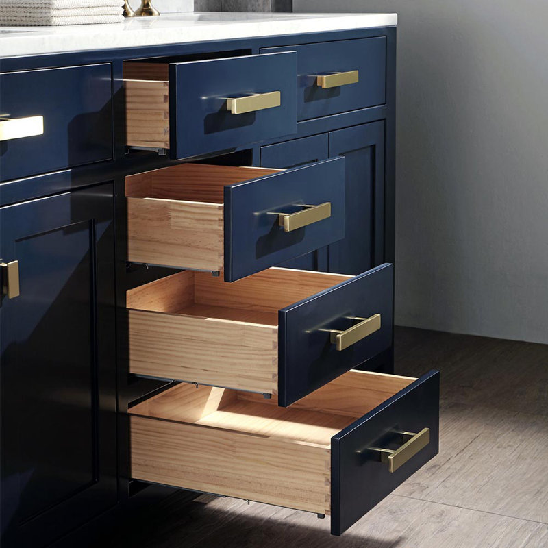 Ensemble de meuble-lavabo double 72 po Minnetrista, Bleu monarque, Laiton satiné