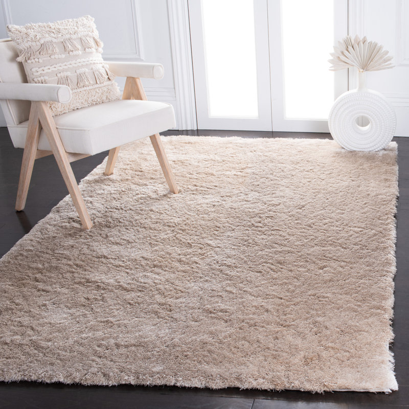 Jewell Handmade Tufted Dark Beige Area Rug, Rectangle 6' x 9'