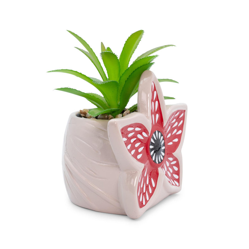 Mini pot à fleurs en céramique 3 pouces avec plante artificielle Stranger Things Demogorgon