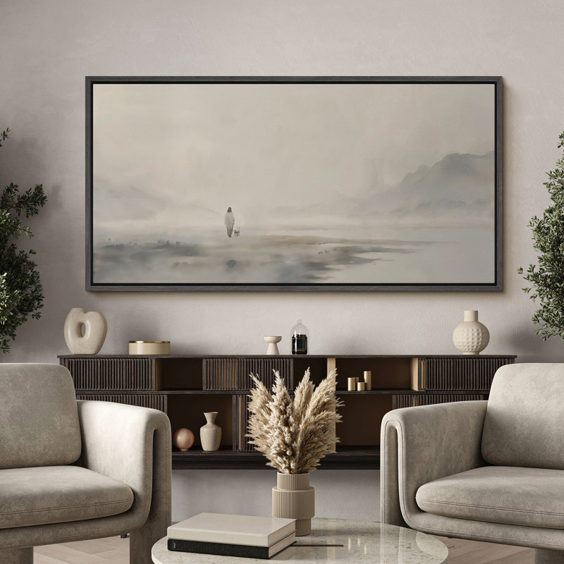 Reproduction d'art sur toile encadrée, "Jésus-Christ et l'agneau perdu, gris verdâtre", Noir, noir, noir, noir