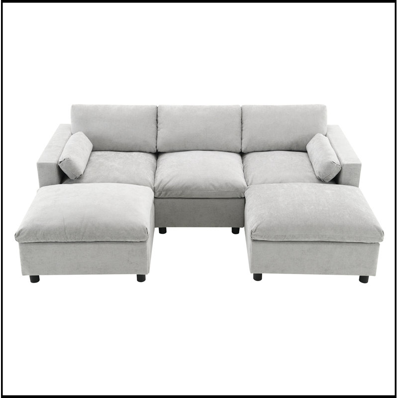 Comfortable U-Shaped Sectional Sofa with Storage and Versatile Design for Relaxation, Gray