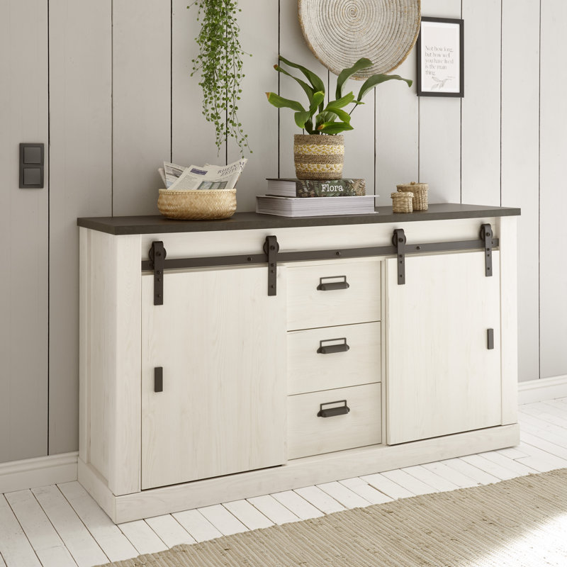 Jackeline 255cm Sideboard, White/Anthracite