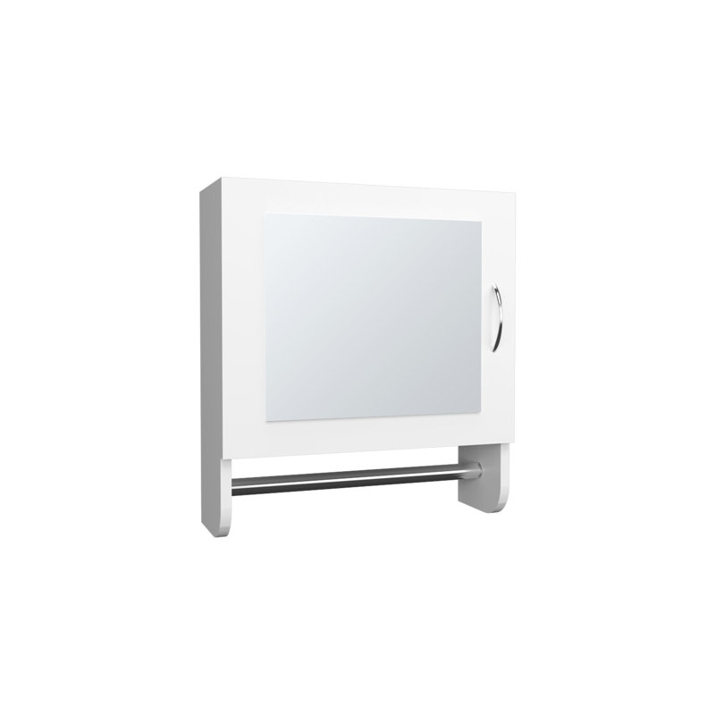19.7" H X 17.7" W White Mirror Cabinet With Towel Rack - And Functional For Bath Kitchen, Two Interior Shelves Rack, 19.7"x17.7", Contemporary Practical Ideal Bathroom &