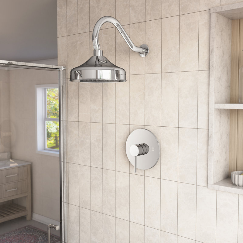 Elegance Rainfall Shower Set with Round Shower Head and Round Valve, Chrome, Chrome