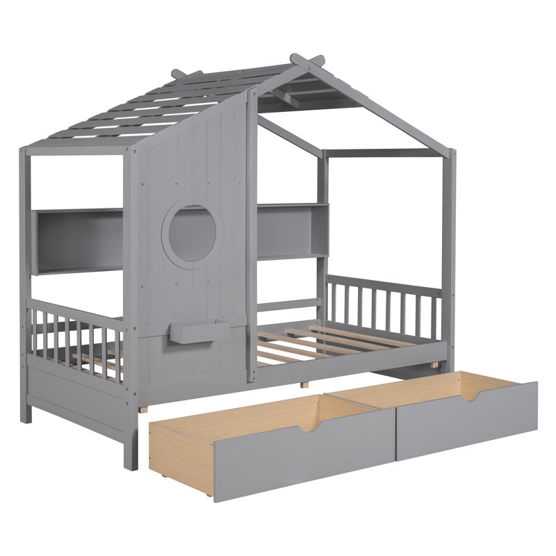 House Bed, Gray, Twin