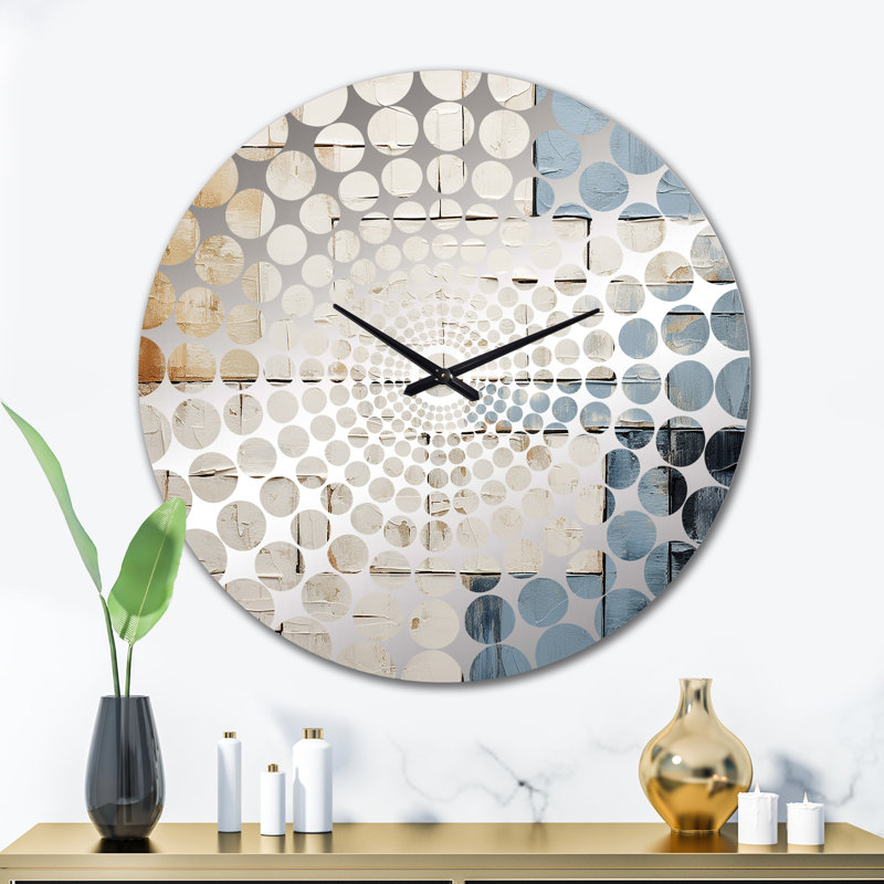 Horloge murale abstraite bleue et blanche Minimalisme II, Très grand