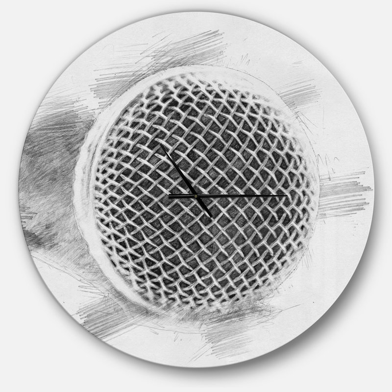Microphone au crayon - Horloge murale moderne, Surdimensionné