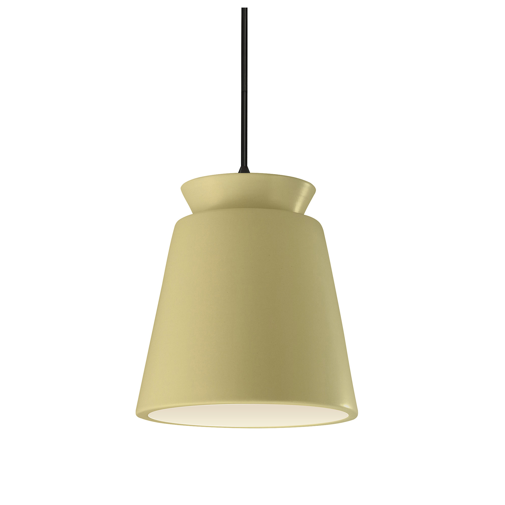 Logan 1 - Light Single Cone Pendant, Muted Yellow, LED (Integrated), Matte Black