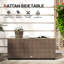 Glass Top Rattan 90*50*38 cm Steel 1 Piece Side Table Brown with Tempered Glass Top