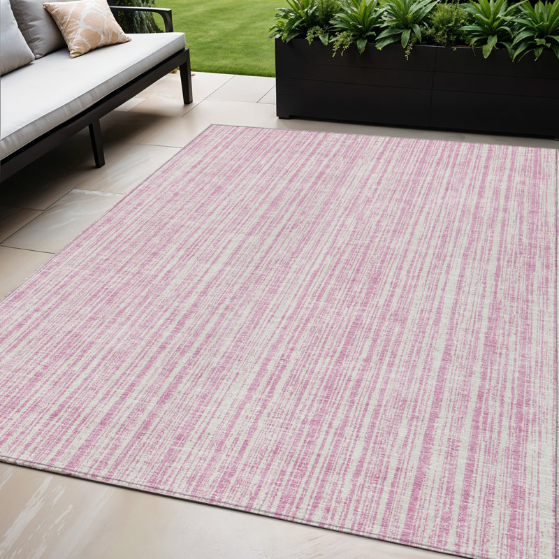 Tapis intérieur lavable rayé ivoire 5 pi x 8 pi
