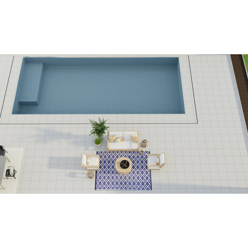 Scotch Outdoor Mat, Blue & White, Reversible Mat For Patio, Porch, Deck, Floor Mat, Rectangle 6' x 9'