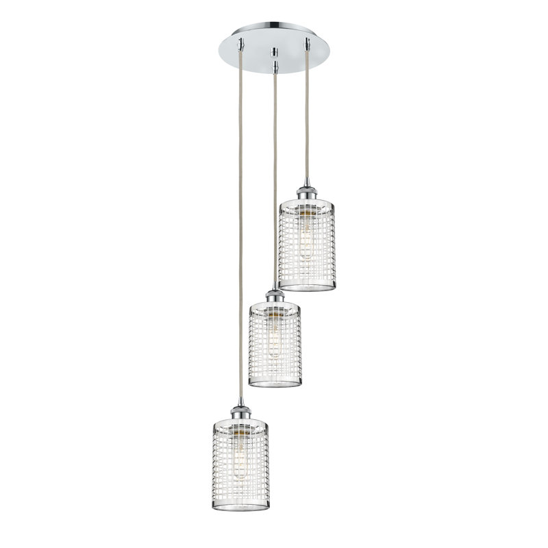 Luminaire suspendu suspendu à 3 lumières Makelle, Laiton brossé, Laiton brossé