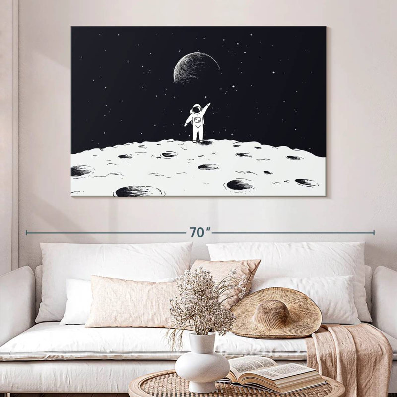 Oberle astronaute sur la lune, H 34 po x l 51 po