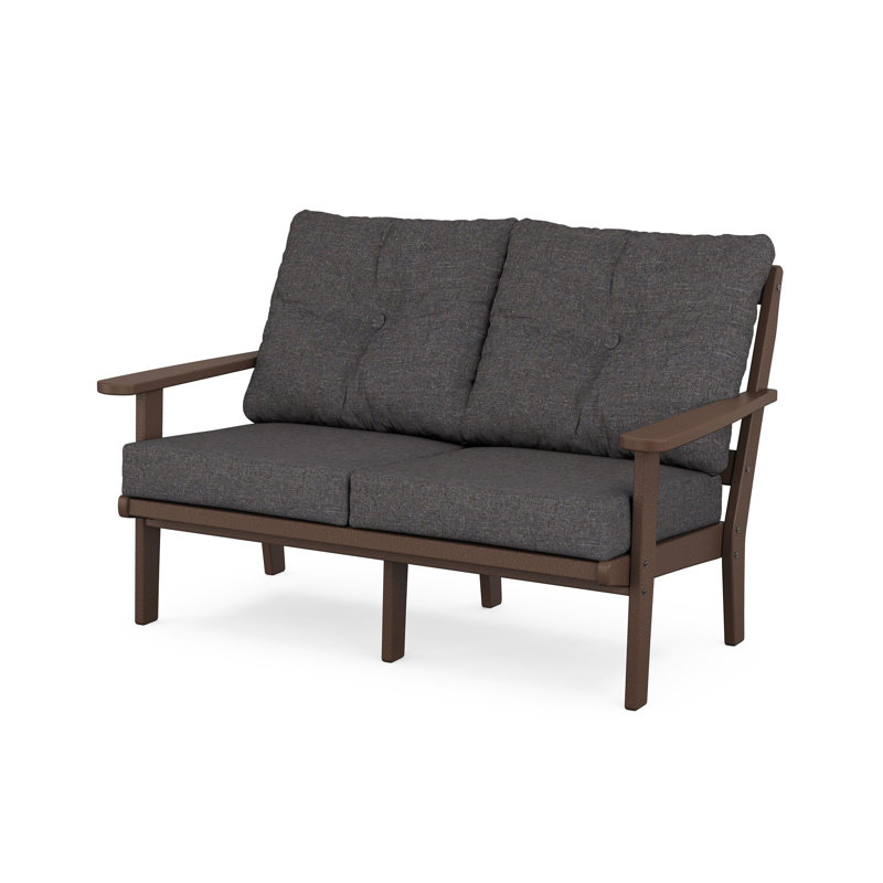 Mission Deep Seating Loveseat, Ash Charcoal, Mahogany