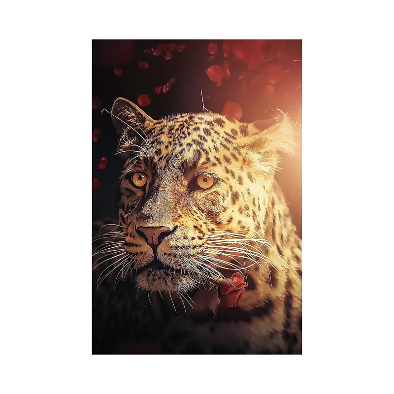 The Leopard With The Rose by Zenja Gammer - Print on Canvas, Wrapped Canvas, 66.04 cm H x 45.72 cm W x 1.91 cm D