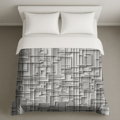 Housses de couette à lignes géométriques blanches