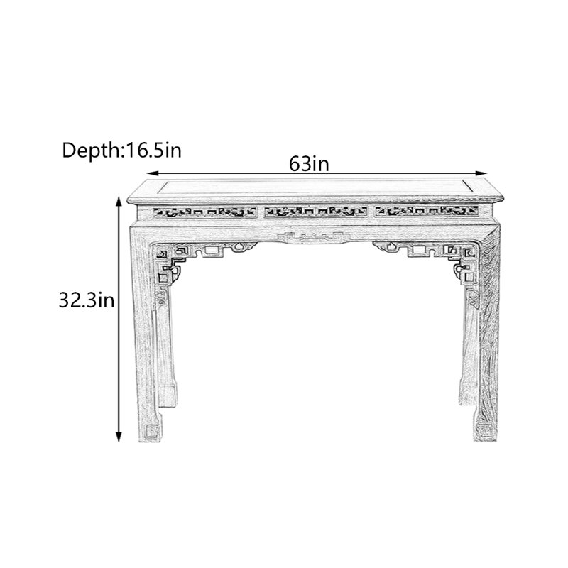 Solid Wenge  Wood Console Table, 32.3" H x 63" W x 16.5" D