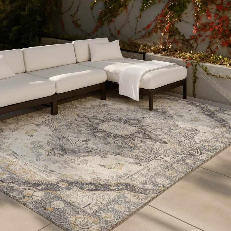 Machine Washable Indoor/Outdoor Chantille ACN2875 Global Rug, Silver, 8' x 10'