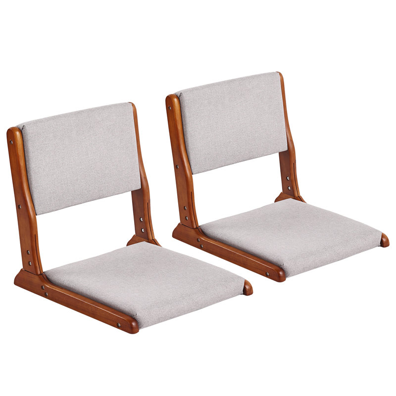 Chaise de sol pliable Tatami, Gris/noyer, 2