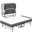 Lit pliant de 75 po x 46 po de large avec tête de lit réglable, matelas en mousse à mémoire de forme de 5 po, lit d'invité robuste sur roulettes pour les personnes de grande taille, cadre en métal de lit industriel spacieux et simple, installation facile et espace