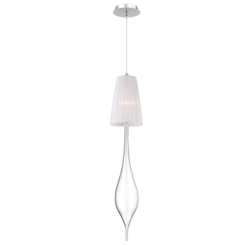 Aqua 1 - Light Chrome Pendant, White, Clear Glass