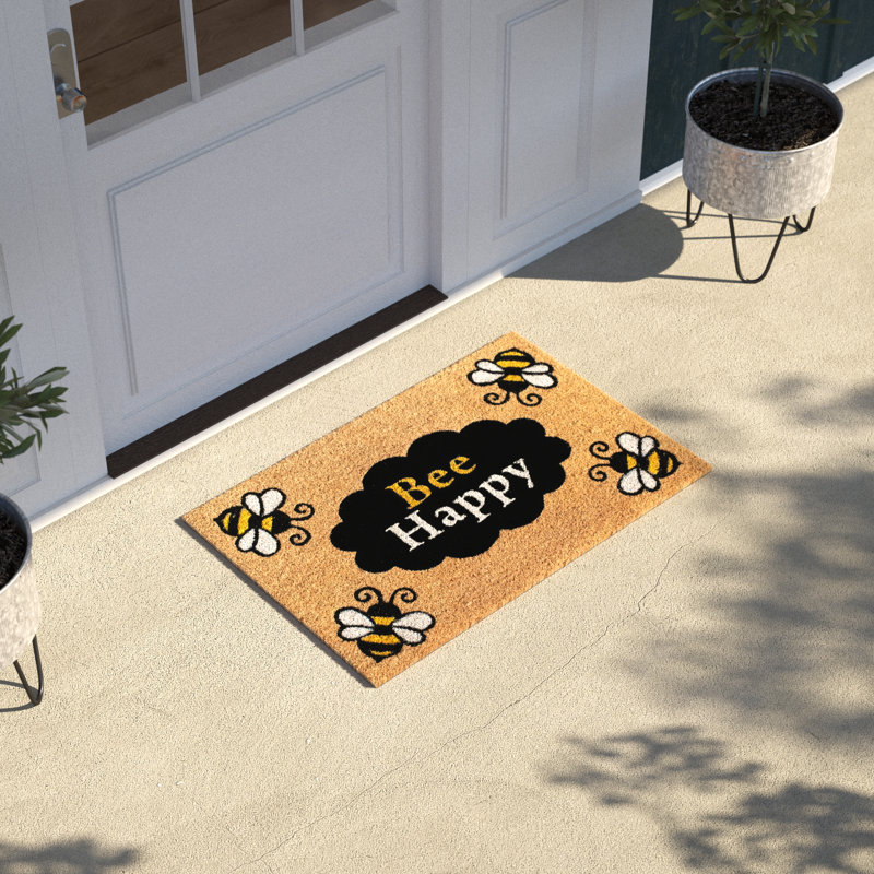 Tapis d'entrée antidérapant Mabton Bee Happy 36 po x 24 po