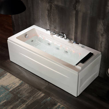 72 X 48 Acrylic Rectangle Whirlpool Bathtub - 10 Water Jets - Led Lights  - Left Side Drain - 3-Side Alcove Install - On Sale - Bed Bath & Beyond -  33466800