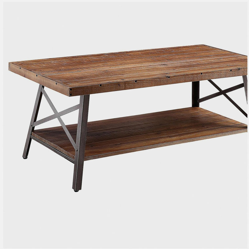 Table basse avec rangement en chêne vieilli et noir sableux