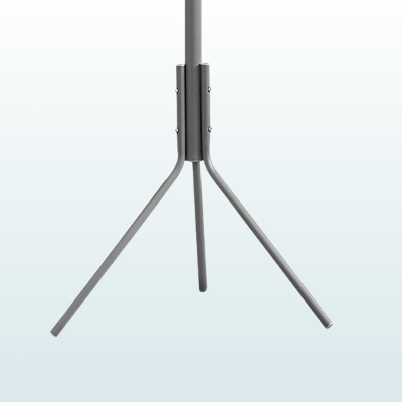 Palmer Coat Rack with Hanging Bar, 6 Hooks in Grey Metal, Modern and Contemporary Style