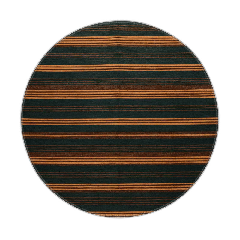 Tapis intérieur / extérieur vert HorizontalStripes, Rond 5 pi