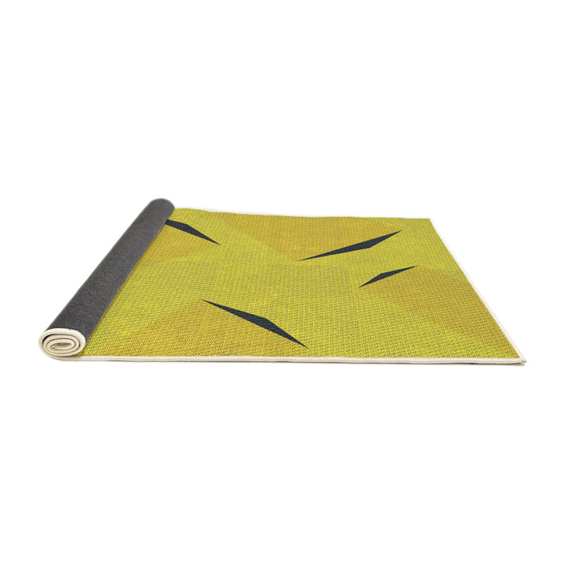 Tapis de zone jaune à motif, Rond 6 pi