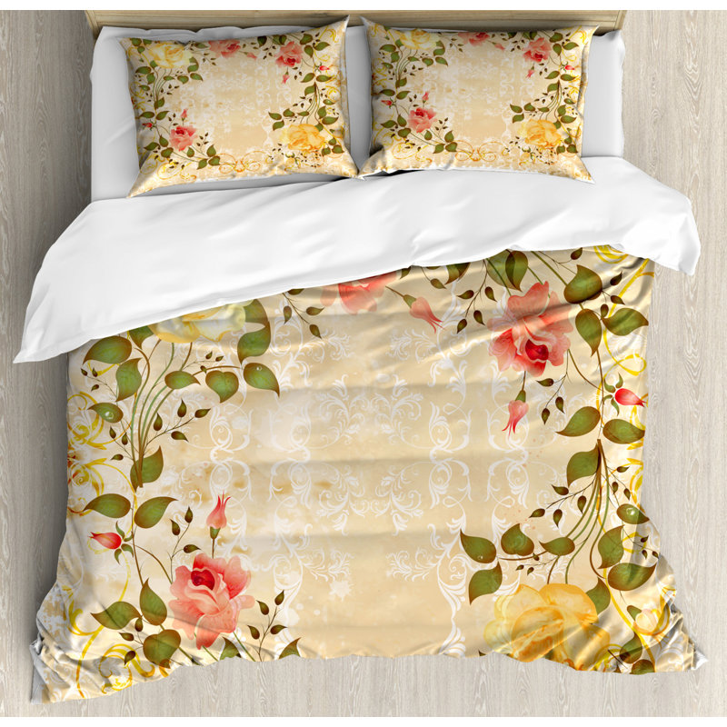 French Country Polyester Duvet Cover, Queen Duvet Cover + 2 Shams