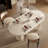 Lexly Pedestal Modern Cream Color Dining Table, Roman Column-523907872