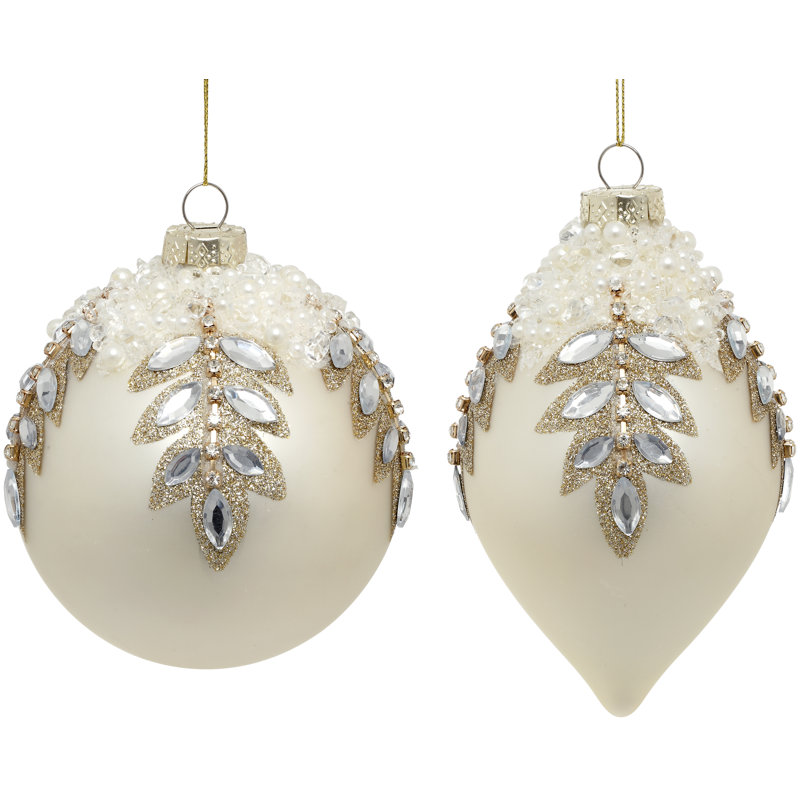 Jeweled And Pearlized Ornament, Set Of 6