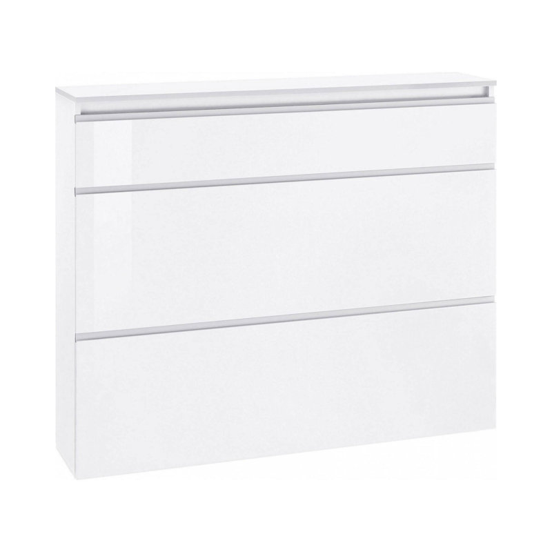Giammaria 24 Pair Flip Down Shoe Storage, Glossy White