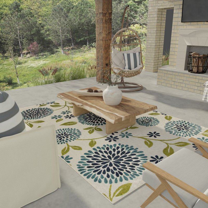 Lark Manor Annetra Machine Tufted Blue/Beige/Green Indoor/Outdoor Rug ...