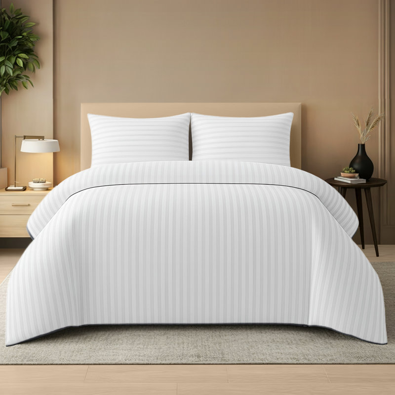 Microfiber Striped Duvet Cover Set, Double