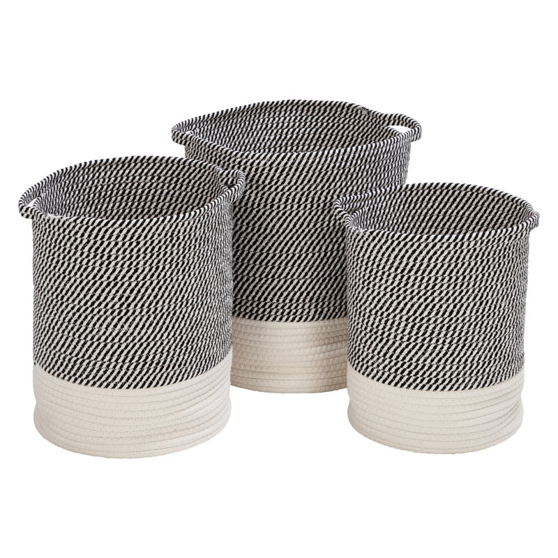 Fabric Basket With Handles - Set of 3