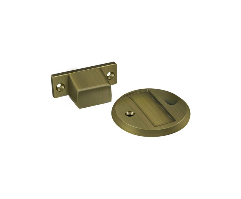 Porte-porte magnétique Deltana MDHF25U5 de 2 1/2 po de diamètre en laiton antique, Laiton antique