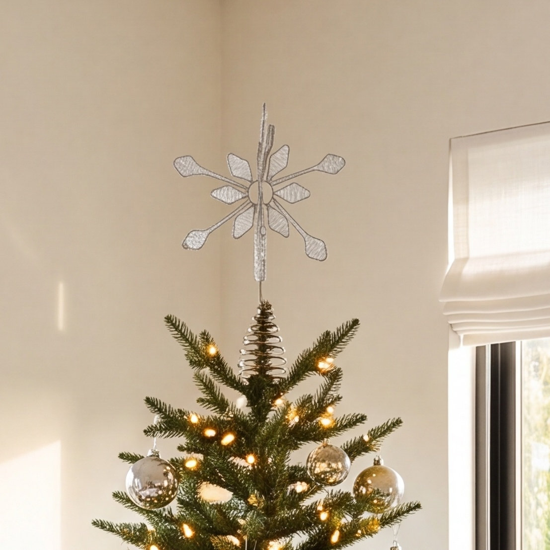 Metal & Glass Beaded Snowflake Tree Topper