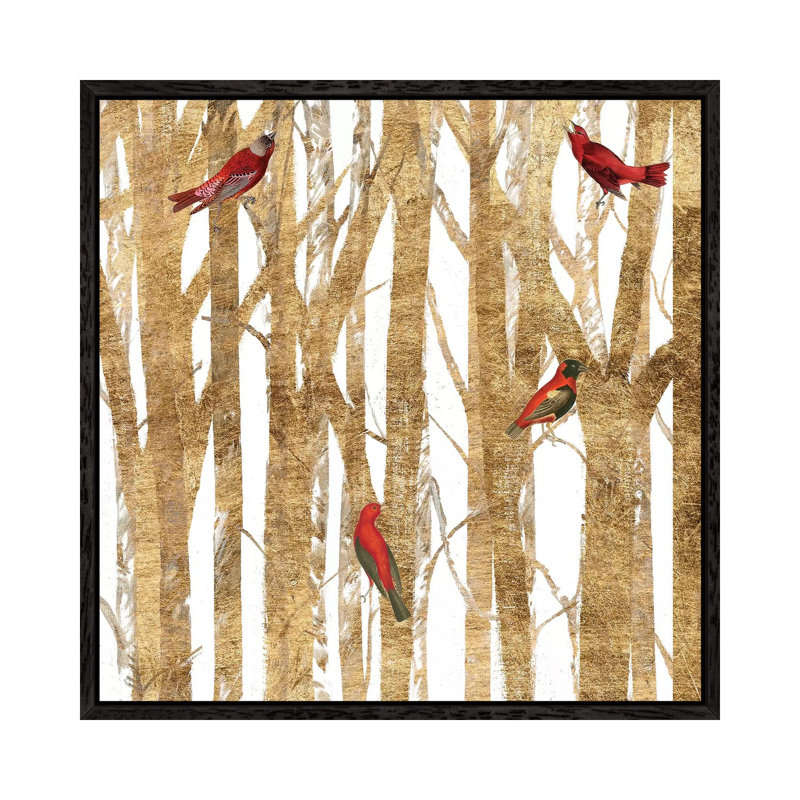 Red Bird Christmas II by Studio W - Gallery-Wrapped Canvas Giclée on Canvas, 45.72 cm H x 45.72 cm W, Black Floater Framed