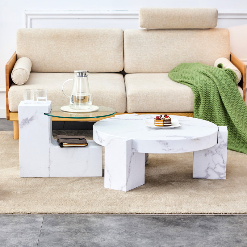 Table basse et mélange de côtés en marbre Brylène Stylish