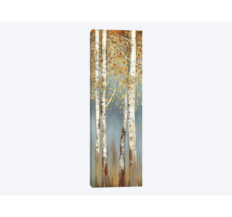 Butterscotch Birch Trees I Black Framed Canvas Art, 48" x 16"