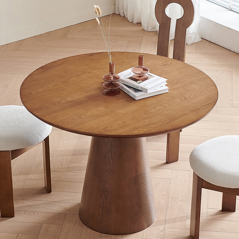 Nut-brown Round Solid Wood Dining table, 29.53"H x 43.31"L x 43.31"W