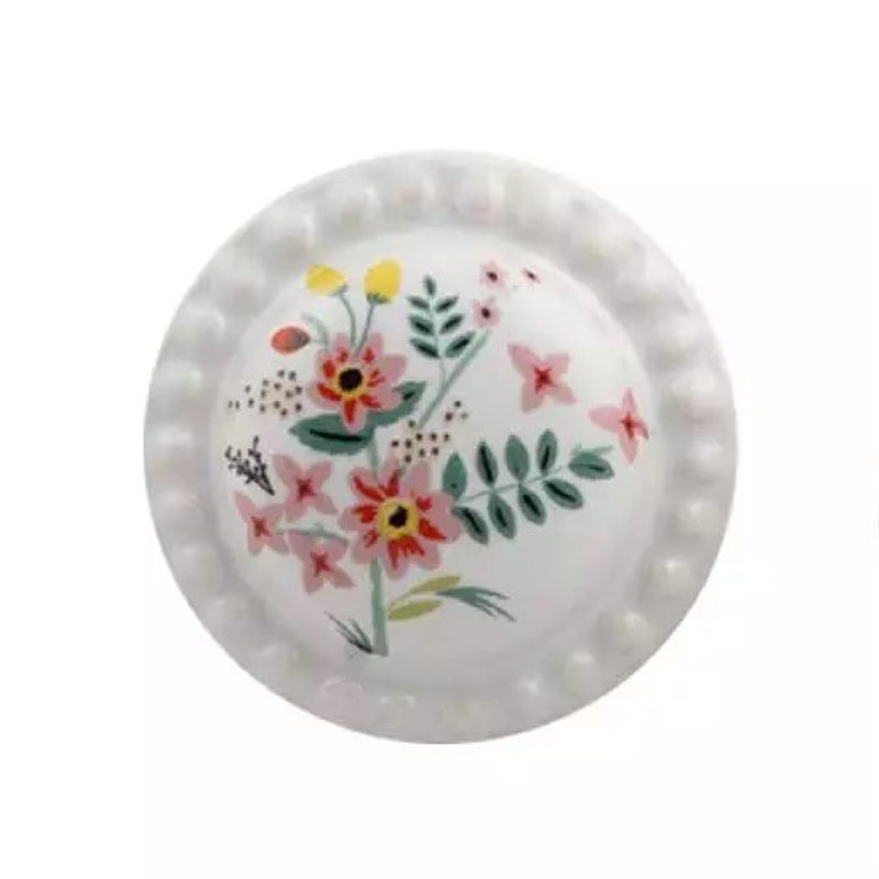 Set of 6 Floral Ceramic Knobs