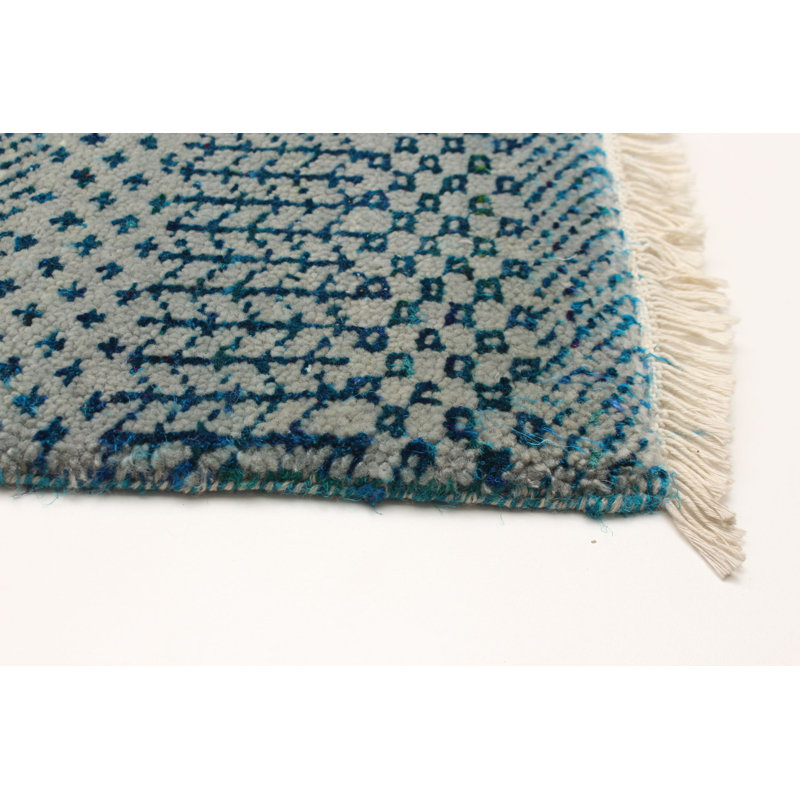Tapis turquoise en soie 6 pi 0 po x 9 pi 4 po