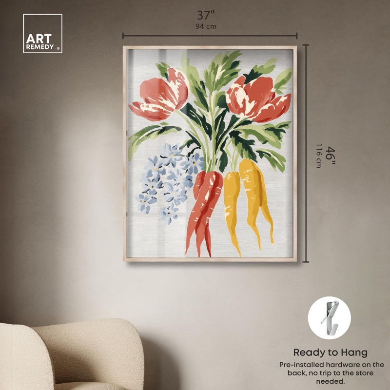 «Rabbit's Bouquet I Kitchen» par Art Remedy, H 46 po x l 37 po, Crème