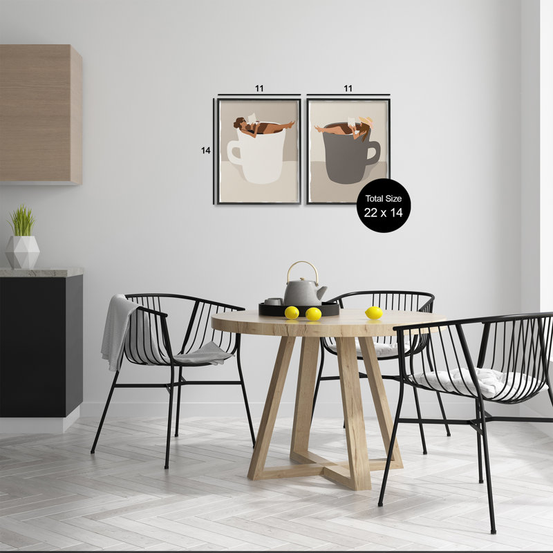 «Reading & Morning Coffee», ensemble de 2 giclées encadrées par Natalie Carpentieri, H 14 po x l 11 po
